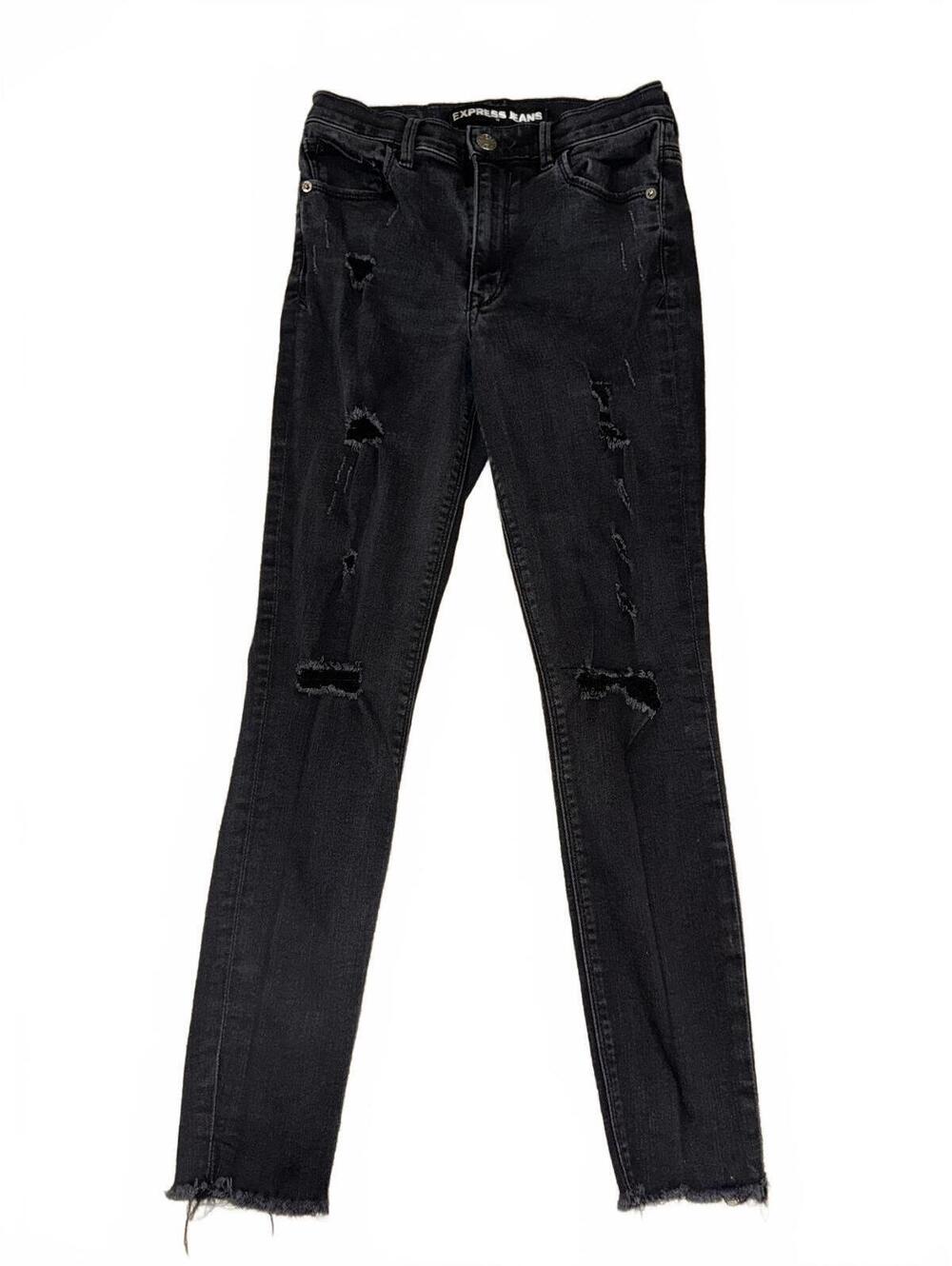 Women's Express Black Distressed Ankle Legging Jeans Size 4